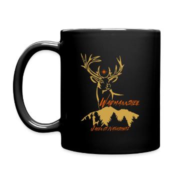 Jäger Geschenk Waidmannsheil-Jagen ist Naturschutz - Tasse einfarbig - Schwarz - Links