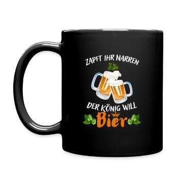 Bier-Zapft ihr Narren der König will Bier - Tasse einfarbig - Schwarz - Links