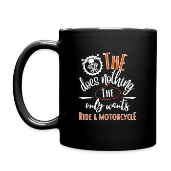 Motorrad-Der tut nix der will nur Motorrad fahren - Tasse einfarbig - Schwarz - Links