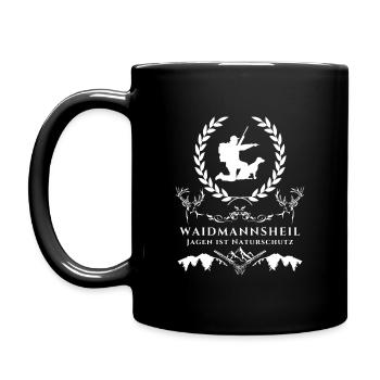 Jäger Geschenk Waidmannsheil-Jagen ist Naturschutz - Tasse einfarbig - Schwarz - Links