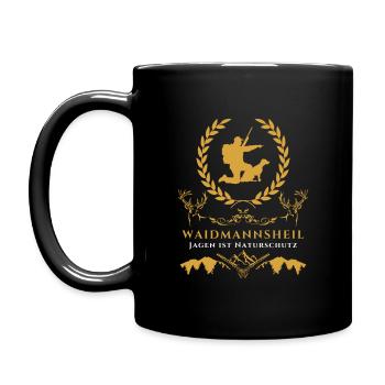 Jäger Geschenk Waidmannsheil-Jagen ist Naturschutz - Tasse einfarbig - Schwarz - Links