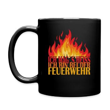 Ich mag`s heiss, ich bin bei der Feuerwehr - Tasse einfarbig - Schwarz - Links