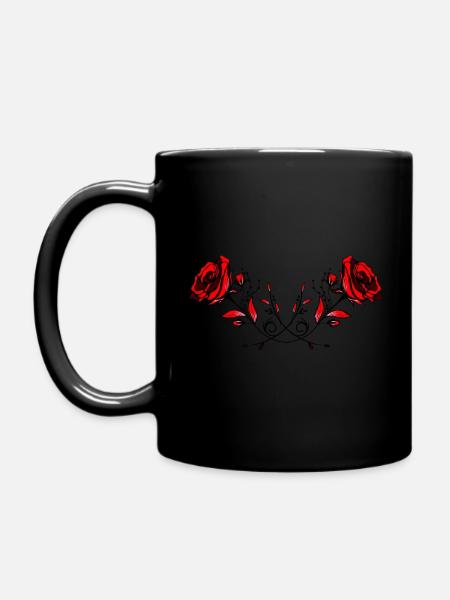 Roses - Red Roses - Full Colour Mug - black