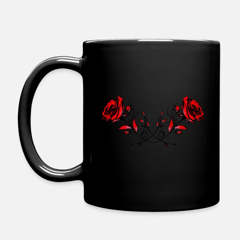 Roses - Red Roses - Full Colour Mug - black