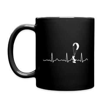 Kitesurfing - heartbeat, pulse, heart line, ECG - Full Colour Mug - black - Left