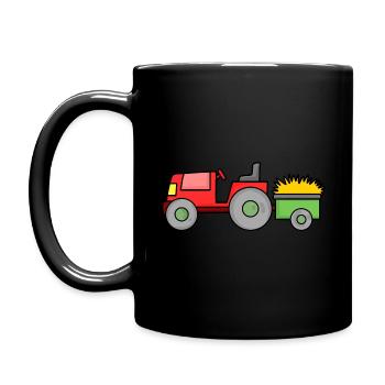 Traktor mit Anhänger - Tasse einfarbig - Schwarz - Links