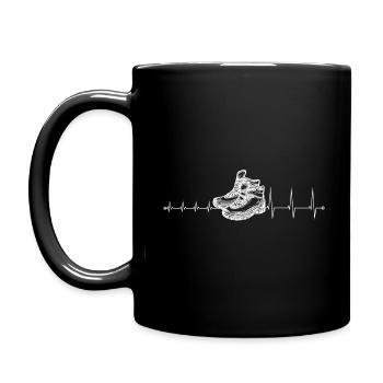 Heartbeat Wandern - EKG Herzschlag eines Wanderers - Tasse einfarbig - Schwarz - Links
