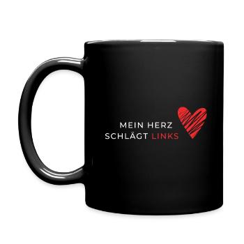 Mein Herz schlägt links - Tasse einfarbig - Schwarz - Links
