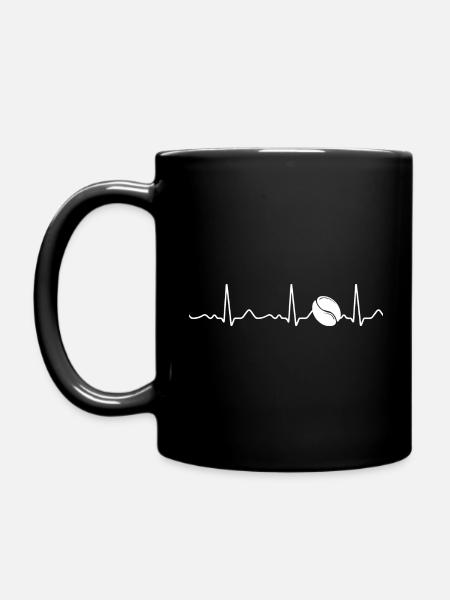 Kaffeebohne - Herzschlag, Puls, Herzlinie, EKG - Tasse einfarbig - Schwarz