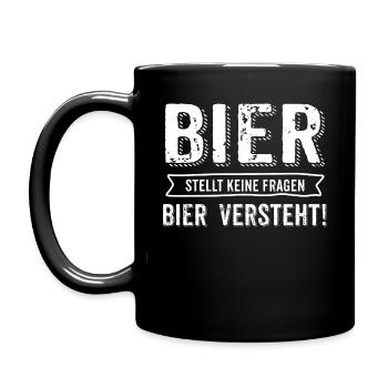 AD Bier stellt keine Fragen - Geburtstags Geschenk - Tasse einfarbig - Schwarz - Links