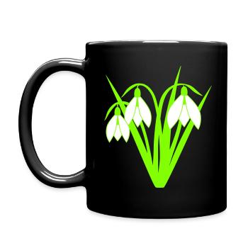 Schneeglöckchen - Tasse einfarbig - Schwarz - Links