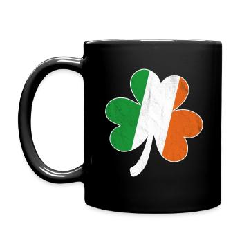 Kleeblatt Irische Flagge - Tasse einfarbig - Schwarz - Links