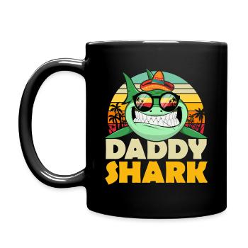 Daddy Shark T-shirt for Father's Day / Birthday - Full Colour Mug - black - Left