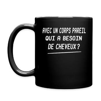 Tshirt humoristique homme - humour calvitie chauve - Mug uni - noir - Gauche