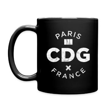 CDG, Paris, France - Mug uni - noir - Gauche