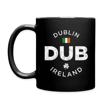 DUB, Dublin, Irland - Tasse einfarbig - Schwarz - Links