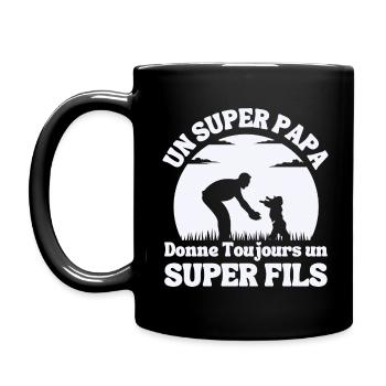 Idee Cadeau Super Papa Humour Pere fils - Mug uni - noir - Gauche