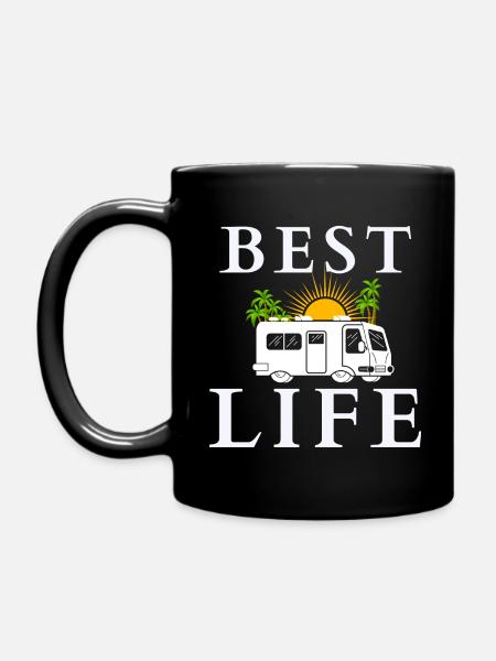 Best life camping Car Mug funny - Full Colour Mug - black