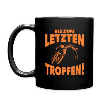 Bis zum letzten Tropfen - orange - Tasse einfarbig - Schwarz - Links