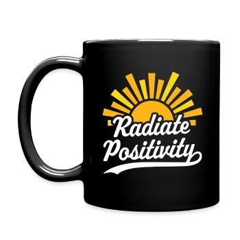 Strahlen Sie Positivität aus - Tasse einfarbig - Schwarz - Links