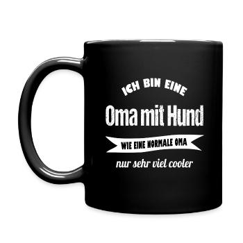 Oma mit Hund - Tasse einfarbig - Schwarz - Links