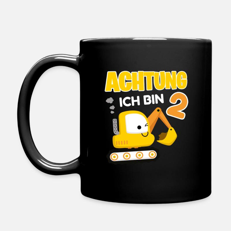 KINDER BAGGER JUNGEN BUBEN 2. GEBURTSTAG GESCHENK - Tasse einfarbig - Schwarz