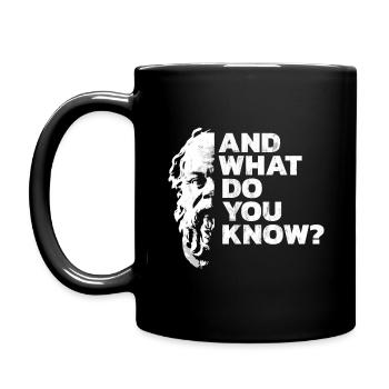 SOKRATES PHILOSOPHIE NERD WISSEN SPRUCH GESCHENK - Tasse einfarbig - Schwarz - Links
