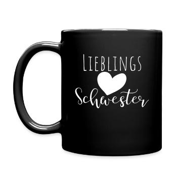 Lieblingsschwester Geschenk Geschenkidee Schwester - Tasse einfarbig - Schwarz - Links