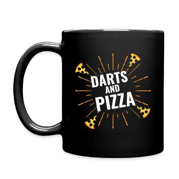 Darts & Pizza - Tasse einfarbig - Schwarz - Links