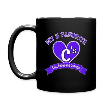 My 3 favourite C's. Cats, Coffee and Camogie - Full Colour Mug - black - Left