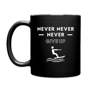 Waterskiing: Never never never give up - Full Colour Mug - black - Left