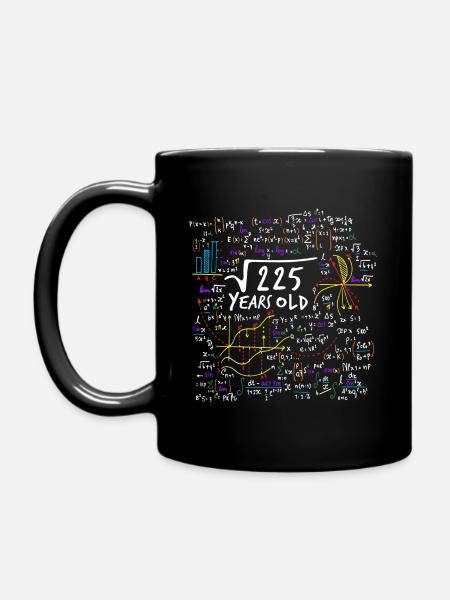 RACINE CARRÉE 225 = ANNIVERSAIRE MATHÉMATIQUE DE 15 ANS - Mug uni - noir
