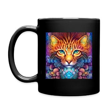 Psychedelischer Katzengeist. - Tasse einfarbig - Schwarz - Links