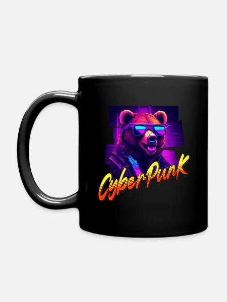 Cyberpunk-Bär - Tasse einfarbig - Schwarz