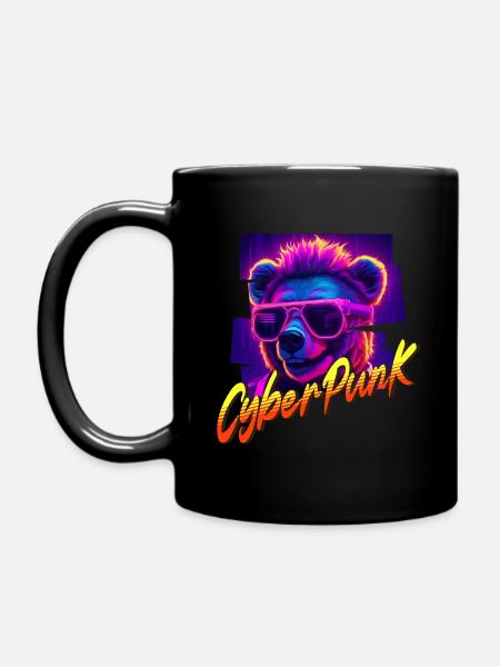 Cyberpunk-Bär - Tasse einfarbig - Schwarz