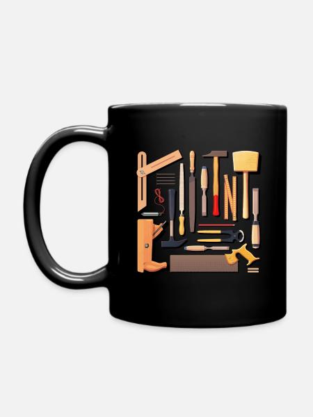 Knolling Layout - Tischler - Tasse einfarbig - Schwarz