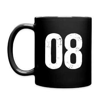 08 Zahlen Weiß - Tasse einfarbig - Schwarz - Links