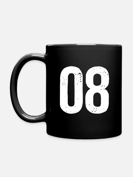 08 Zahlen Weiß - Tasse einfarbig - Schwarz