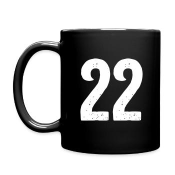 22 Zahlen Weiß - Tasse einfarbig - Schwarz - Links