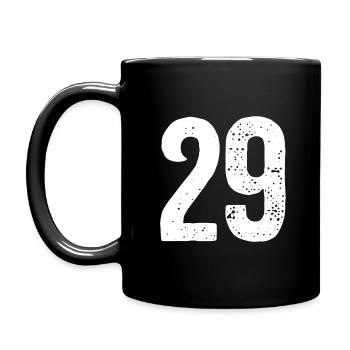 29 Zahlen Weiß - Tasse einfarbig - Schwarz - Links