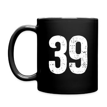 39 Zahlen Weiß - Tasse einfarbig - Schwarz - Links