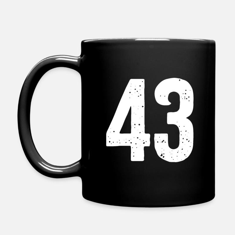 43 Zahlen Weiß - Tasse einfarbig - Schwarz