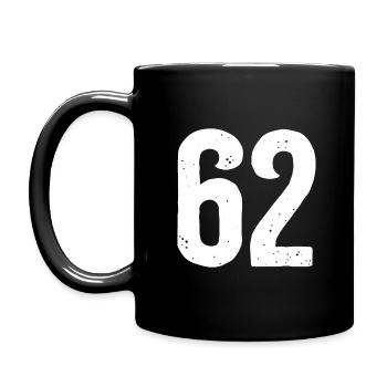 62 Zahlen Weiß - Tasse einfarbig - Schwarz - Links