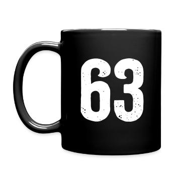 63 Zahlen Weiß - Tasse einfarbig - Schwarz - Links