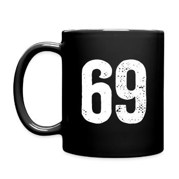 69 Zahlen Weiß - Tasse einfarbig - Schwarz - Links
