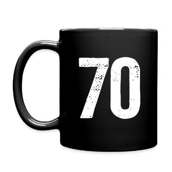 70 Zahlen Weiß - Tasse einfarbig - Schwarz - Links