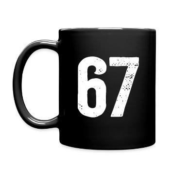 67 Zahlen Weiß - Tasse einfarbig - Schwarz - Links
