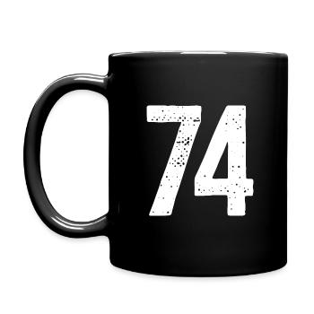 74 Zahlen Weiß - Tasse einfarbig - Schwarz - Links