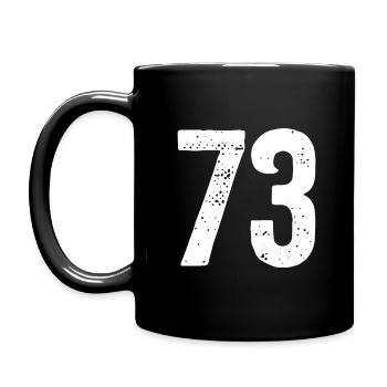 73 Zahlen Weiß - Tasse einfarbig - Schwarz - Links