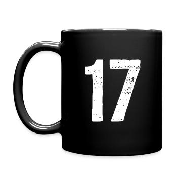 17 Zahlen Weiß - Tasse einfarbig - Schwarz - Links